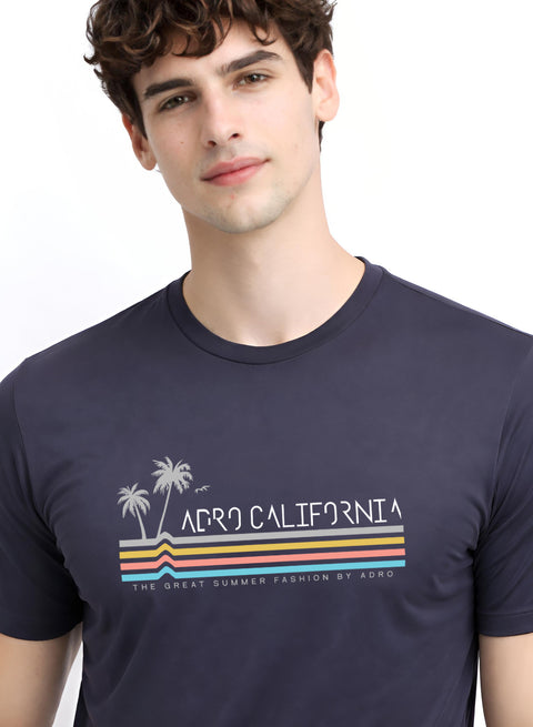 Adro Mens California Graphic T-Shirt | Retro Stripe Print Cotton Summer Tshirt | Stylish Beach T shirt | Comfortable Graphic Tee