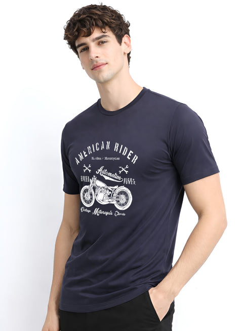 Adro Mens American Rider Printed T-Shirt | 100% Cotton T shirt for Bikers | Stylish Casual Tee Summer Regular Fit Biker Tshirt