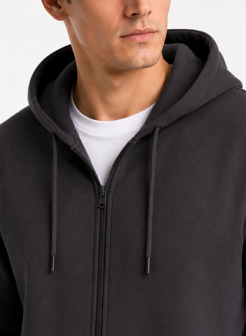 ADRO Zipper Hoodie for Men | 300 GSM Cotton Hoodies | Regular Fit Jacket for Men with Pockets | Sweatshirts with Zipper for Men | Gunmetal Grey