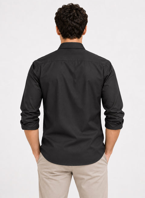 ADRO Men's Premium Cotton Satin Shirt | Solid Full Sleeve Casual Shirt | Regular Fit | Dark Grey
