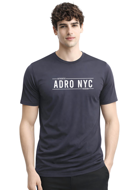Adro Mens Branded Logo Printed T-Shirt | Typography Print 100% Cotton T shirt | Stylish Tee Summer Regular Fit Graphic Tshirt