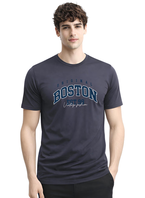 Adro Mens Boston City Printed Tshirt | Athletic Stylish Summer College Cotton T-shirt | Sporty Comfortable T shirts | Regular Fit