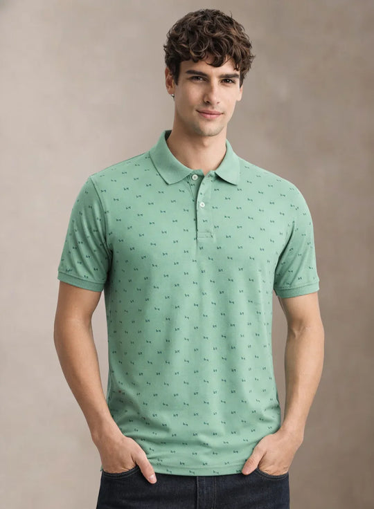 Adro Polo T-Shirt for Men  | Allover Printed Polo T Shirt | Cotton Polo Tshirt