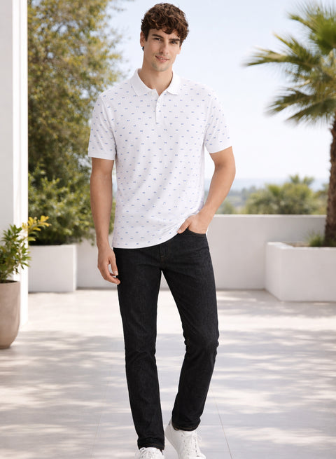 Adro Polo T-Shirt for Men | Allover Printed Polo T Shirt | Cotton Polo Tshirt