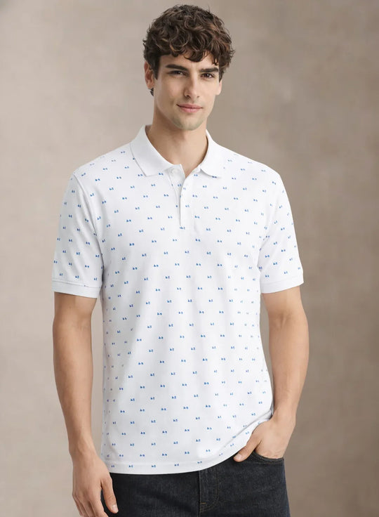 Adro Polo T-Shirt for Men  | Allover Printed Polo T Shirt | Cotton Polo Tshirt