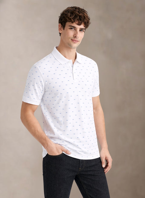Adro Polo T-Shirt for Men | Allover Printed Polo T Shirt | Cotton Polo Tshirt