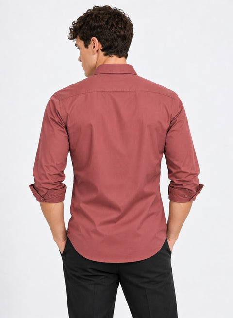 ADRO Men's Premium Cotton Satin Shirt | Solid Full Sleeve Casual Shirt | Regular Fit | Dusty Rose