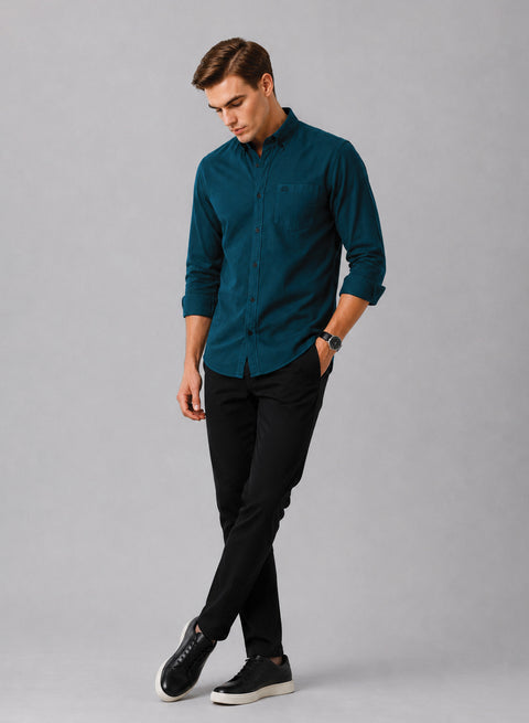 ADRO Men's Premium Oxford Cotton Shirt | Full Sleeve Casual Shirt | Regular Fit | Teal Blue