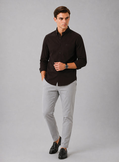 ADRO Premium Oxford Cotton Casual Shirt – Espresso