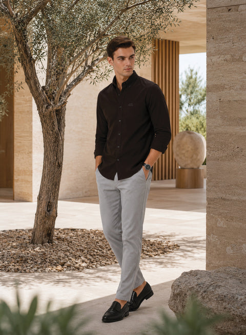 ADRO Premium Oxford Cotton Casual Shirt – Espresso
