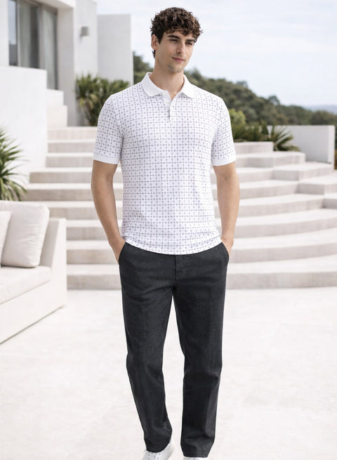 Adro Polo T-Shirt for Men | Allover Printed Polo T Shirt | Cotton Polo Tshirt