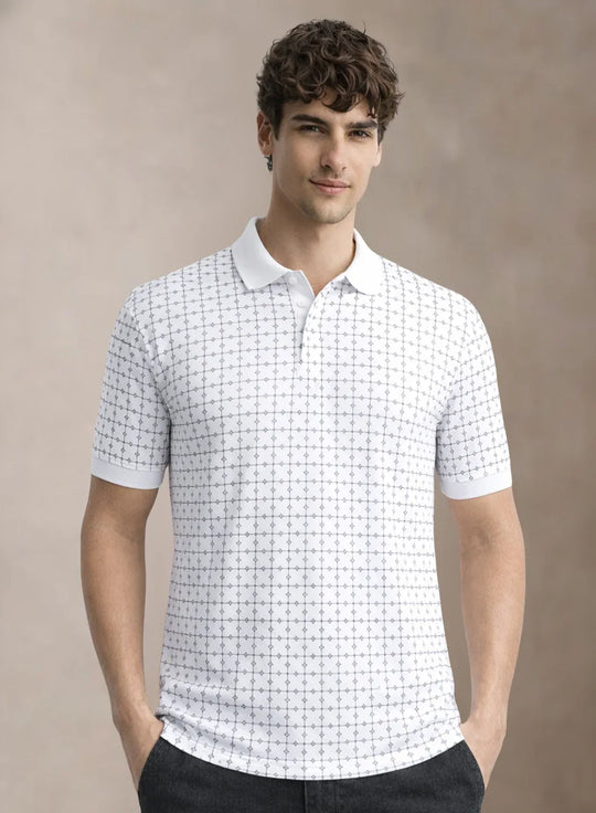 Adro Polo T-Shirt for Men  | Allover Printed Polo T Shirt | Cotton Polo Tshirt
