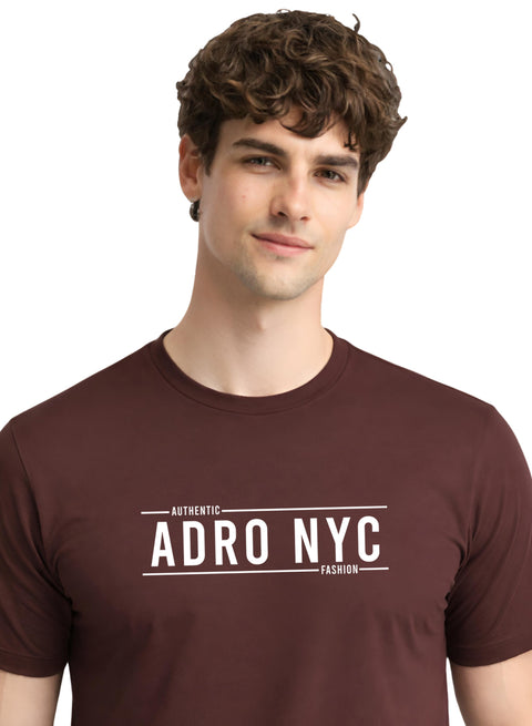 Adro Mens Branded Logo Printed T-Shirt | Typography Print 100% Cotton T shirt | Stylish Tee Summer Regular Fit Graphic Tshirt