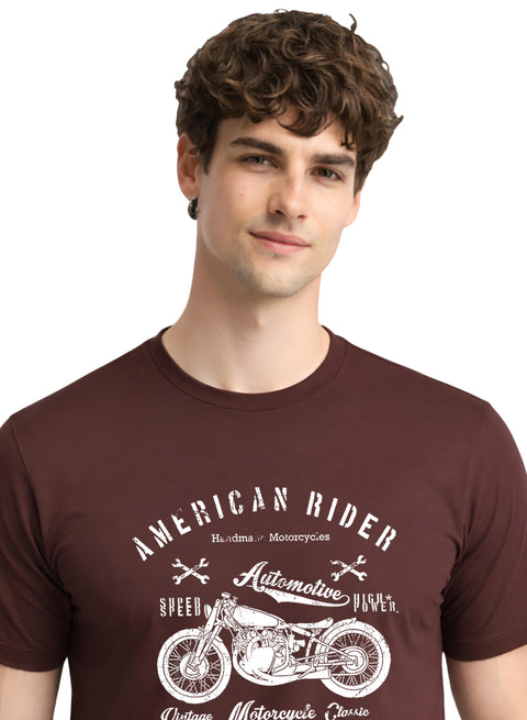 Adro Mens American Rider Printed T-Shirt | 100% Cotton T shirt for Bikers | Stylish Casual Tee Summer Regular Fit Biker Tshirt