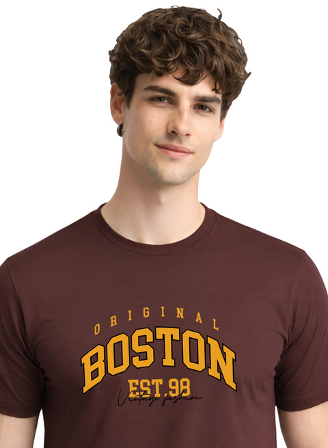 Adro Mens Boston City Printed Tshirt | Athletic Stylish Summer College Cotton T-shirt | Sporty Comfortable T shirts | Regular Fit