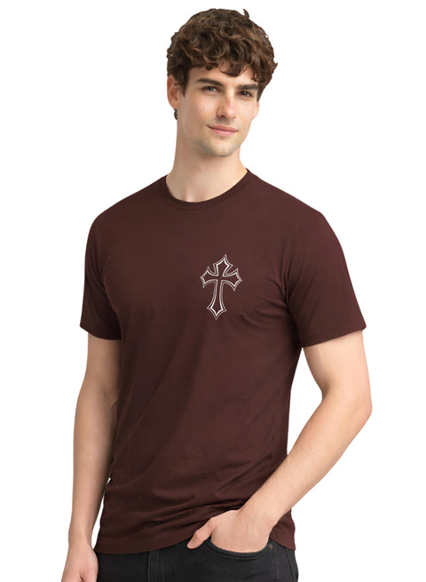 Adro Mens Cross Printed T-Shirt | Minimal Chest Graphic Cotton Casual Tshirt | Trendy Stylish Comfortable Regular Fit T shirt for Men