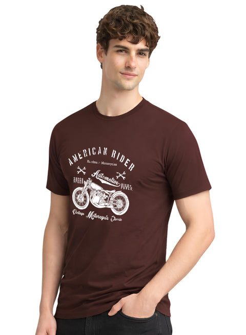 Adro Mens American Rider Printed T-Shirt | 100% Cotton T shirt for Bikers | Stylish Casual Tee Summer Regular Fit Biker Tshirt
