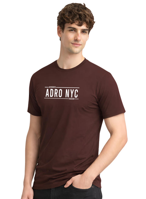Adro Mens Branded Logo Printed T-Shirt | Typography Print 100% Cotton T shirt | Stylish Tee Summer Regular Fit Graphic Tshirt