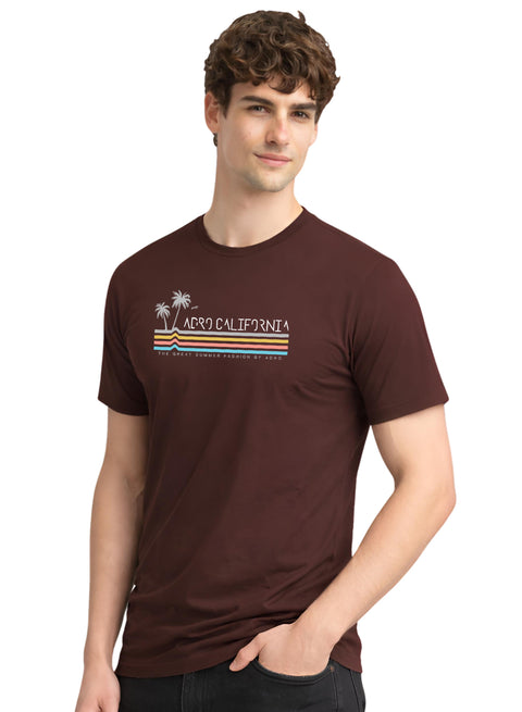 Adro Mens California Graphic T-Shirt | Retro Stripe Print Cotton Summer Tshirt | Stylish Beach T shirt | Comfortable Graphic Tee
