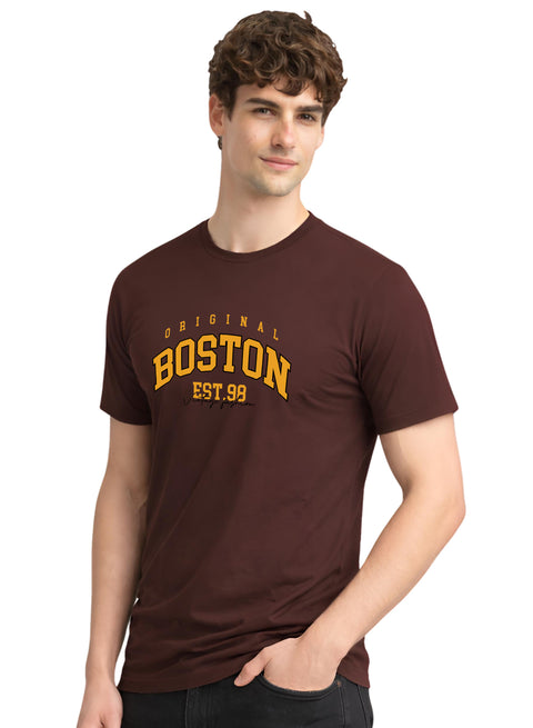 Adro Mens Boston City Printed Tshirt | Athletic Stylish Summer College Cotton T-shirt | Sporty Comfortable T shirts | Regular Fit