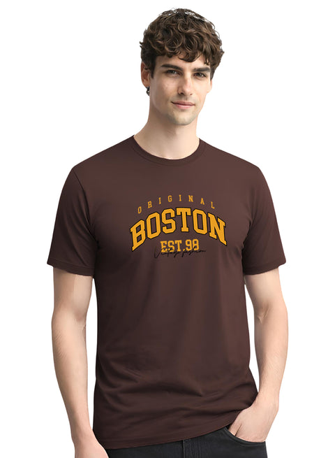 Adro Mens Boston City Printed Tshirt | Athletic Stylish Summer College Cotton T-shirt | Sporty Comfortable T shirts | Regular Fit