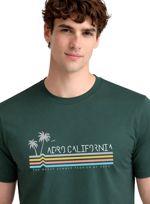 Adro Mens California Graphic T-Shirt | Retro Stripe Print Cotton Summer Tshirt | Stylish Beach T shirt | Comfortable Graphic Tee