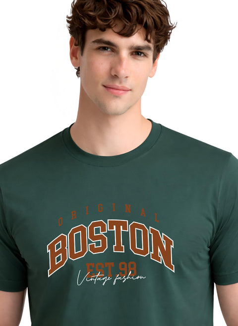 Adro Mens Boston City Printed Tshirt | Athletic Stylish Summer College Cotton T-shirt | Sporty Comfortable T shirts | Regular Fit