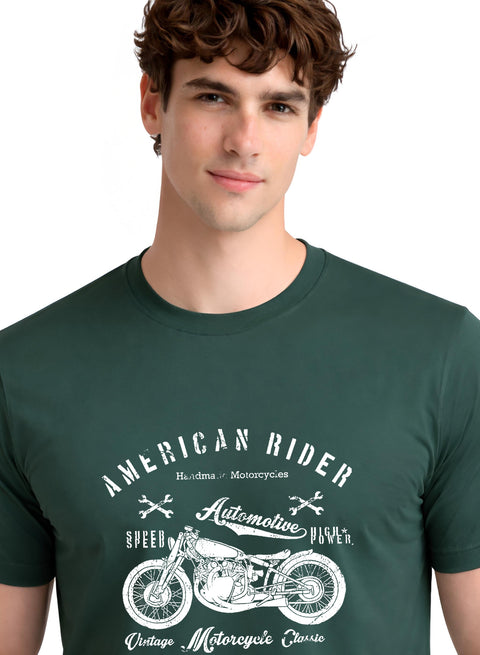 Adro Mens American Rider Printed T-Shirt | 100% Cotton T shirt for Bikers | Stylish Casual Tee Summer Regular Fit Biker Tshirt