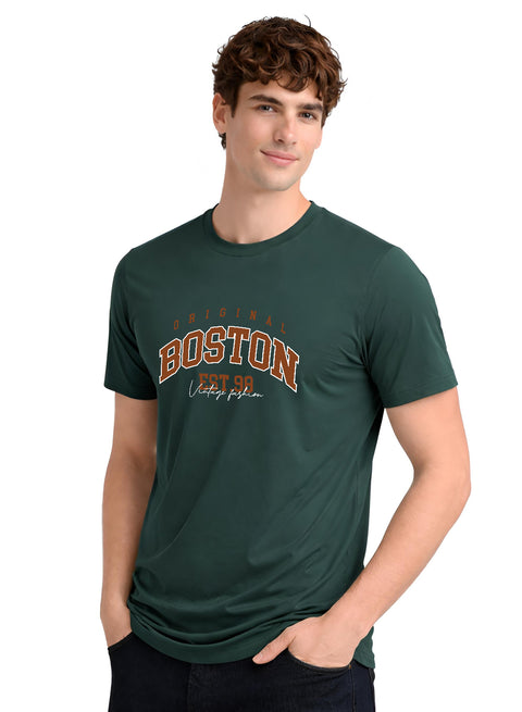 Adro Mens Boston City Printed Tshirt | Athletic Stylish Summer College Cotton T-shirt | Sporty Comfortable T shirts | Regular Fit
