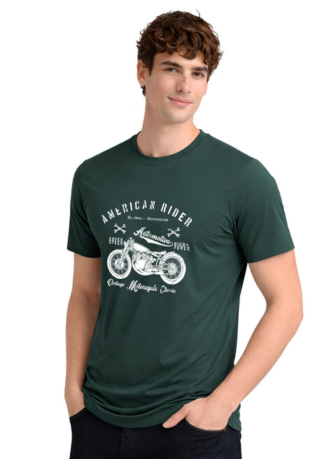 Adro Mens American Rider Printed T-Shirt | 100% Cotton T shirt for Bikers | Stylish Casual Tee Summer Regular Fit Biker Tshirt