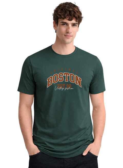 Adro Mens Boston City Printed Tshirt | Athletic Stylish Summer College Cotton T-shirt | Sporty Comfortable T shirts | Regular Fit