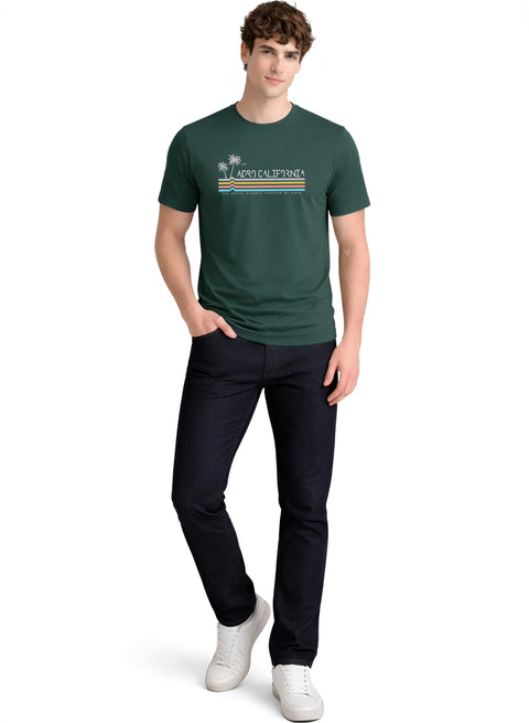 Adro Mens California Graphic T-Shirt | Retro Stripe Print Cotton Summer Tshirt | Stylish Beach T shirt | Comfortable Graphic Tee