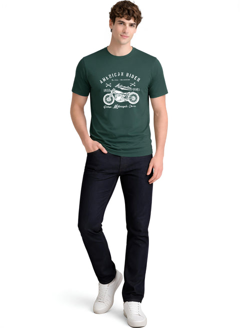 Adro Mens American Rider Printed T-Shirt | 100% Cotton T shirt for Bikers | Stylish Casual Tee Summer Regular Fit Biker Tshirt