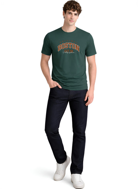 Adro Mens Boston City Printed Tshirt | Athletic Stylish Summer College Cotton T-shirt | Sporty Comfortable T shirts | Regular Fit