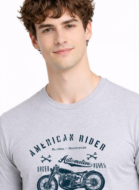 Adro Mens American Rider Printed T-Shirt | 100% Cotton T shirt for Bikers | Stylish Casual Tee Summer Regular Fit Biker Tshirt