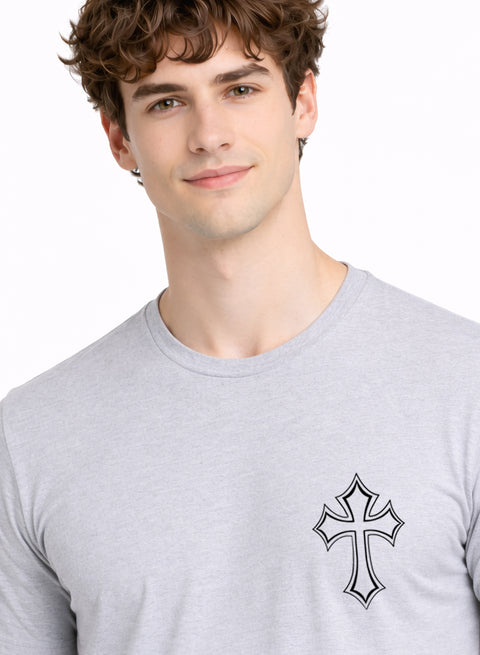 Adro Mens Cross Printed T-Shirt | Minimal Chest Graphic Cotton Casual Tshirt | Trendy Stylish Comfortable Regular Fit T shirt for Men