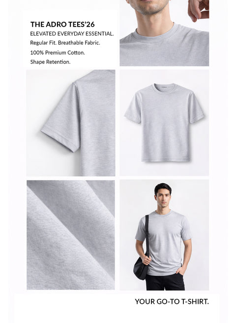 Men’s Cotton T-Shirt Combo Pack of 3 | Regular Fit | ADRO Basics