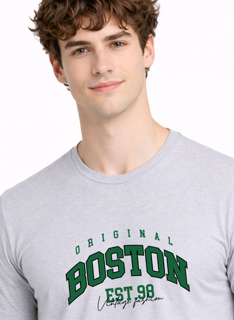 Adro Mens Boston City Printed Tshirt | Athletic Stylish Summer College Cotton T-shirt | Sporty Comfortable T shirts | Regular Fit
