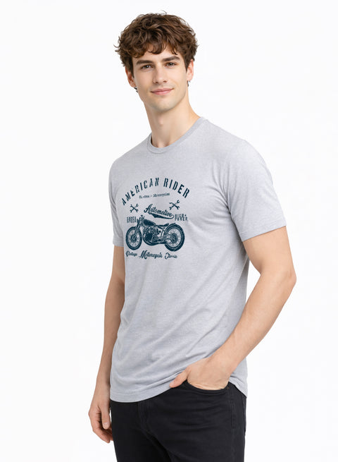 Adro Mens American Rider Printed T-Shirt | 100% Cotton T shirt for Bikers | Stylish Casual Tee Summer Regular Fit Biker Tshirt