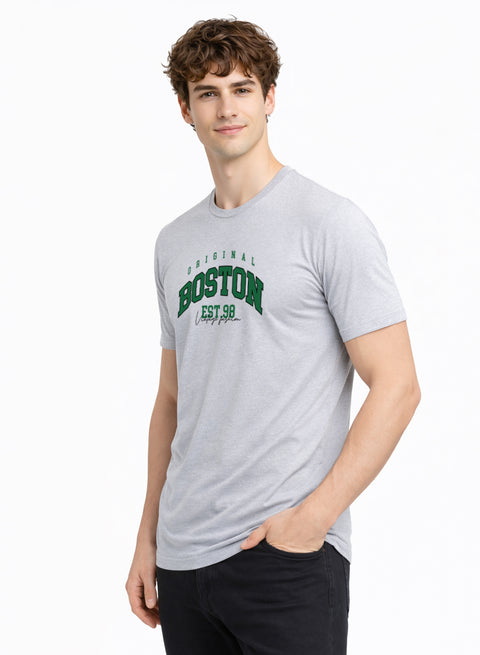 Adro Mens Boston City Printed Tshirt | Athletic Stylish Summer College Cotton T-shirt | Sporty Comfortable T shirts | Regular Fit