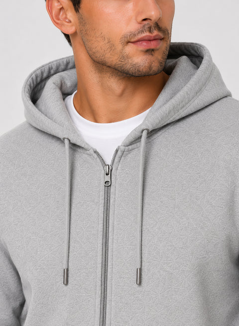 ADRO Zipper Hoodie for Men | 300 GSM Cotton Hoodies | Regular Fit Jacket for Men with Pockets | Sweatshirts with Zipper for Men | Heather Grey