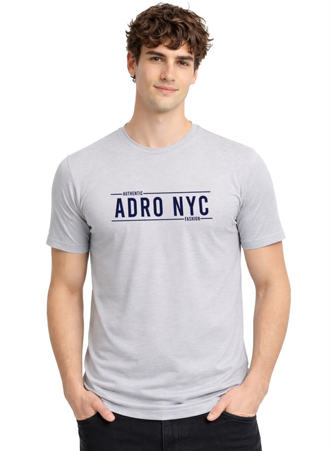 Adro Mens Branded Logo Printed T-Shirt | Typography Print 100% Cotton T shirt | Stylish Tee Summer Regular Fit Graphic Tshirt Grey