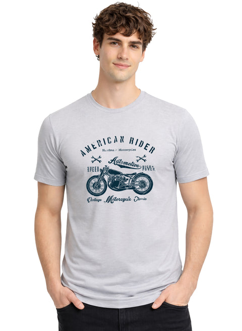 Adro Mens American Rider Printed T-Shirt | 100% Cotton T shirt for Bikers | Stylish Casual Tee Summer Regular Fit Biker Tshirt