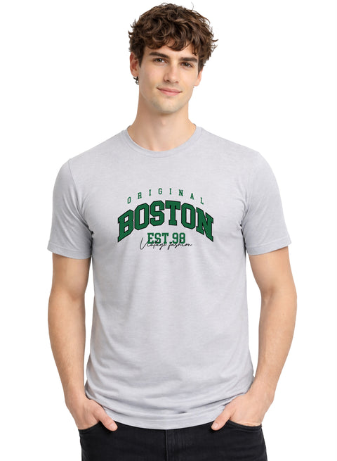 Adro Mens Boston City Printed Tshirt | Athletic Stylish Summer College Cotton T-shirt | Sporty Comfortable T shirts | Regular Fit