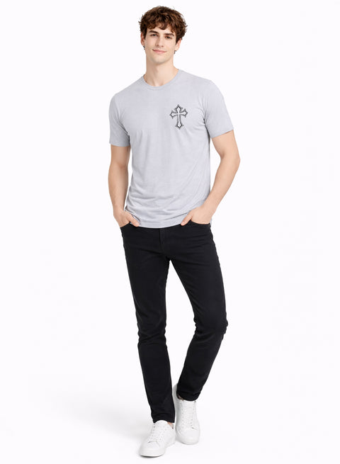 Adro Mens Cross Printed T-Shirt | Minimal Chest Graphic Cotton Casual Tshirt | Trendy Stylish Comfortable Regular Fit T shirt for Men