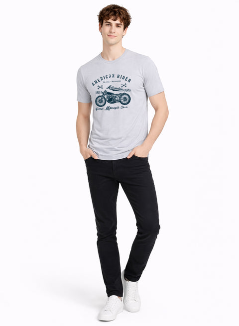 Adro Mens American Rider Printed T-Shirt | 100% Cotton T shirt for Bikers | Stylish Casual Tee Summer Regular Fit Biker Tshirt