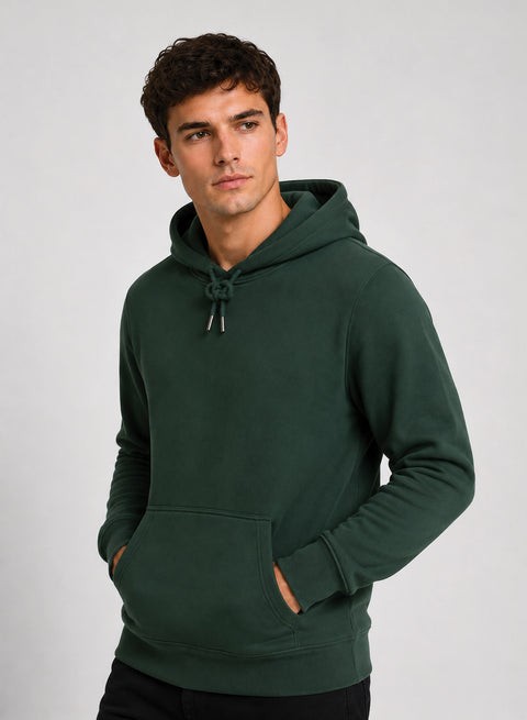 ADRO Hoodie for men | 300 GSM Cotton Fleece Warm & Soft Fabric | Mens Hoodies | Casual Sweatshirt for Winter, Travel & Collage | Regular Fit Hooded Pullover | Forest Green