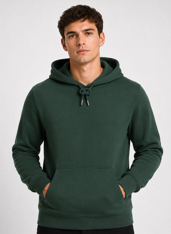 ADRO Hoodie for men | 300 GSM Cotton Fleece Warm & Soft Fabric | Mens Hoodies | Casual Sweatshirt for Winter, Travel & Collage | Regular Fit Hooded Pullover | Forest Green