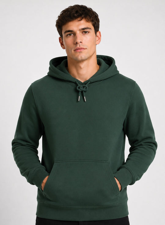 ADRO Hoodie for men | 300 GSM Cotton Fleece Warm & Soft Fabric | Mens Hoodies | Casual Sweatshirt for Winter, Travel & Collage | Regular Fit Hooded Pullover | Forest Green
