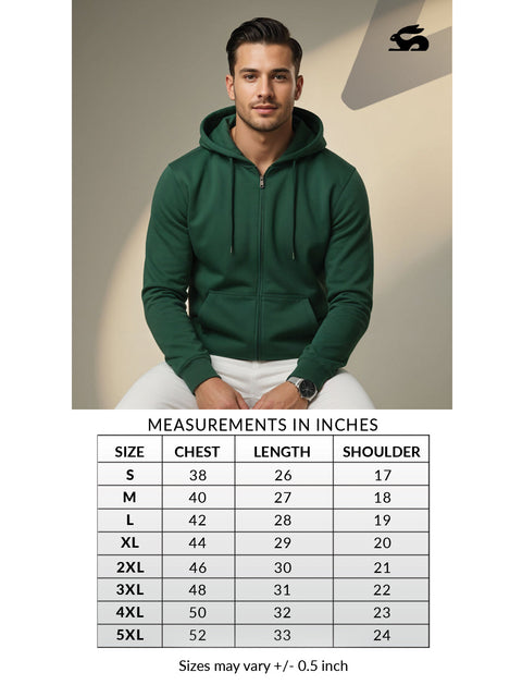 Adro Men’s Regular Fit Zip-Up Hoodie for man | 320 GSM Cotton Poly Fleece Zipper Sweatshirt with Soft Fabric & Printed Hoodies